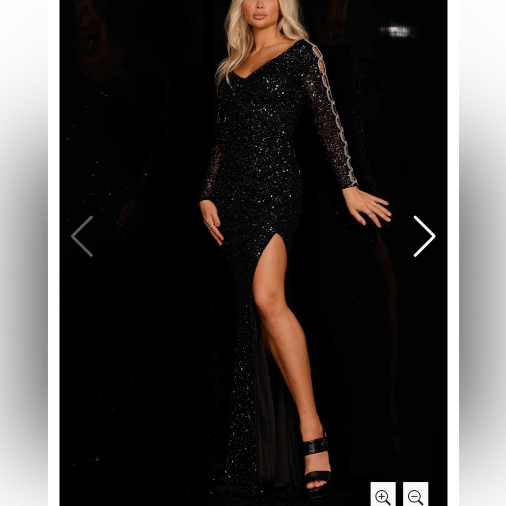 ALETA COUTURE Style 365 Long Sleeve Slit Prom Dress | Pageant Dress